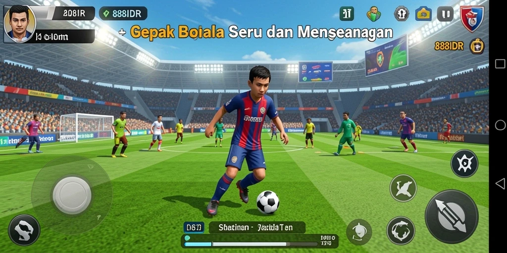 Tampilan gameplay seru dari 888IDR dengan aksi sepak bola yang mendebarkan.