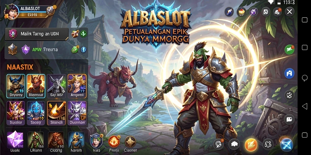 Gameplay epik dalam ALBASLOT dengan karakter berpetualang.