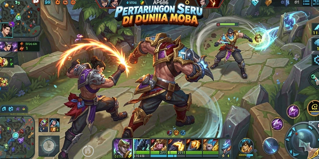 Tampilan gameplay menarik dari AP686 dengan aksi MOBA yang seru.