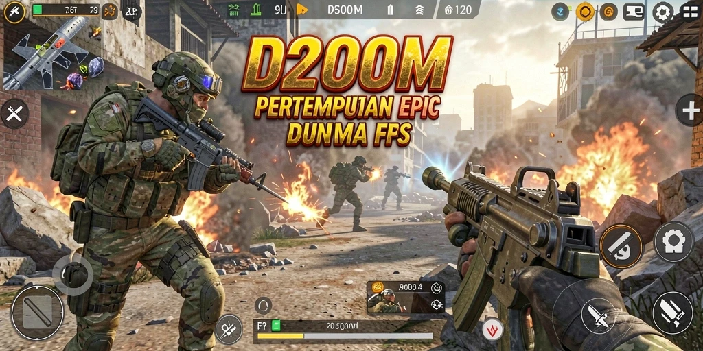 Tampilan menarik dari gameplay intens D200M yang menampilkan pertempuran seru.