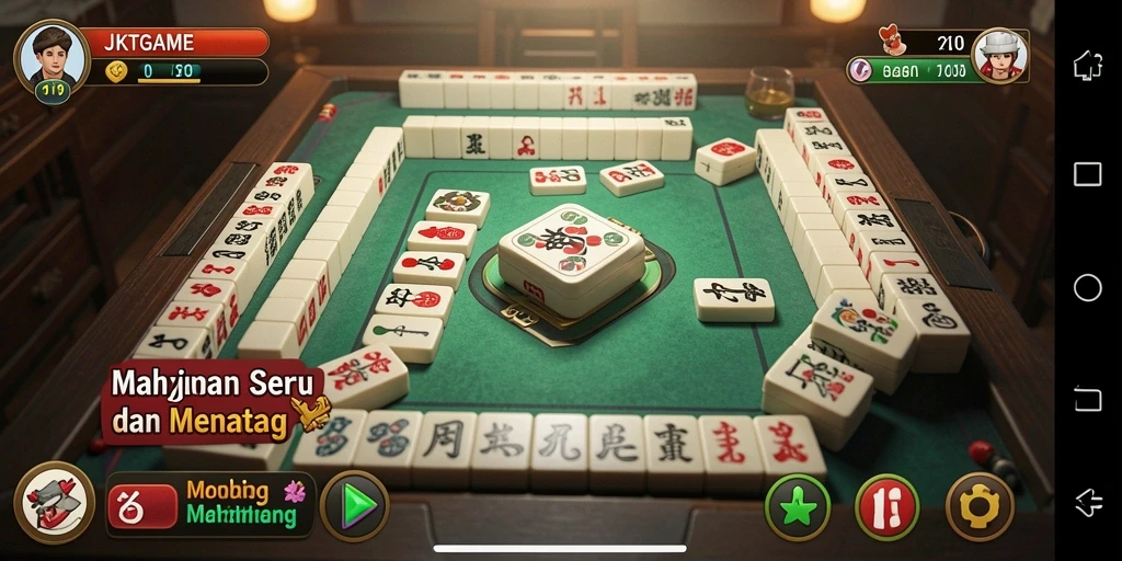 Tampilan gameplay seru JKTGAME dengan ubin Mahjong.