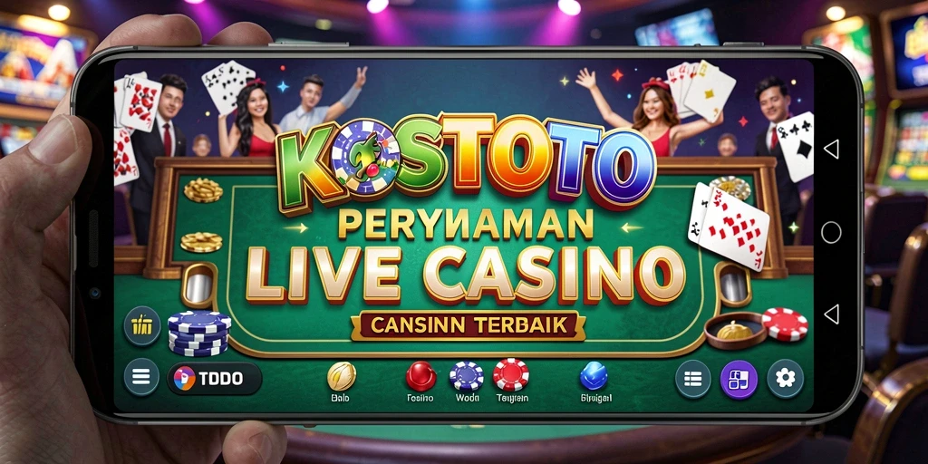 Screenshot KOSTOTO menampilkan dealer langsung dan suasana kasino yang interaktif.