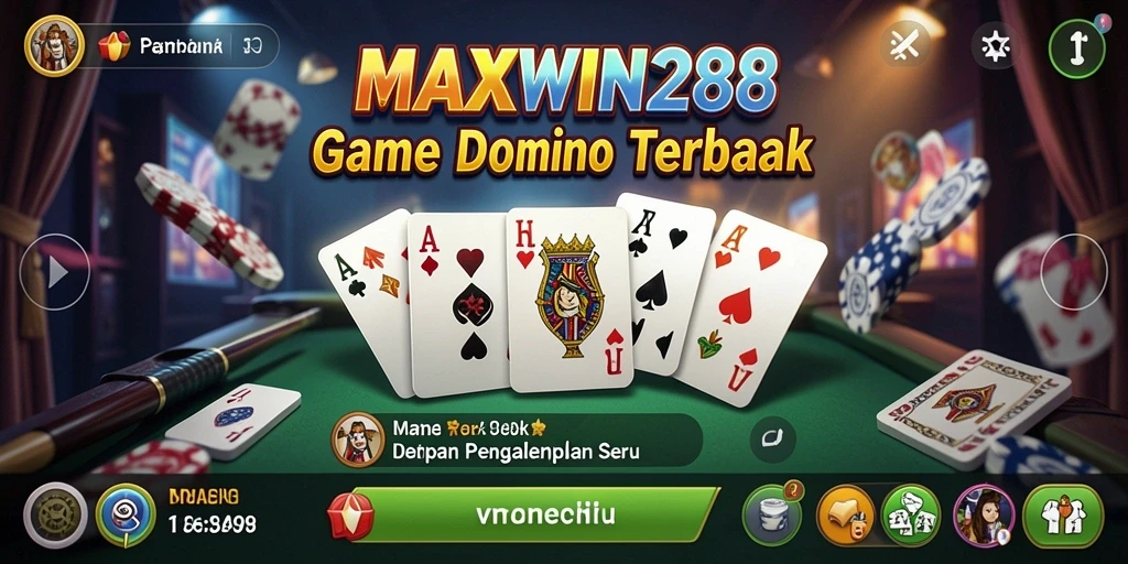 Gambar menampilkan gameplay seru Domino dalam MAXWIN288.