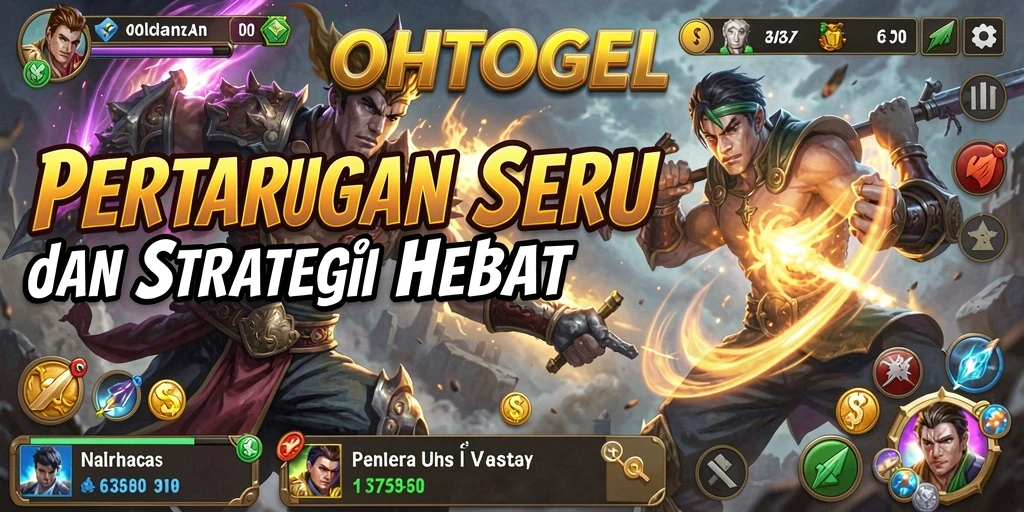 Tampilan gameplay seru di OHTOGEL dengan karakter bertarung.