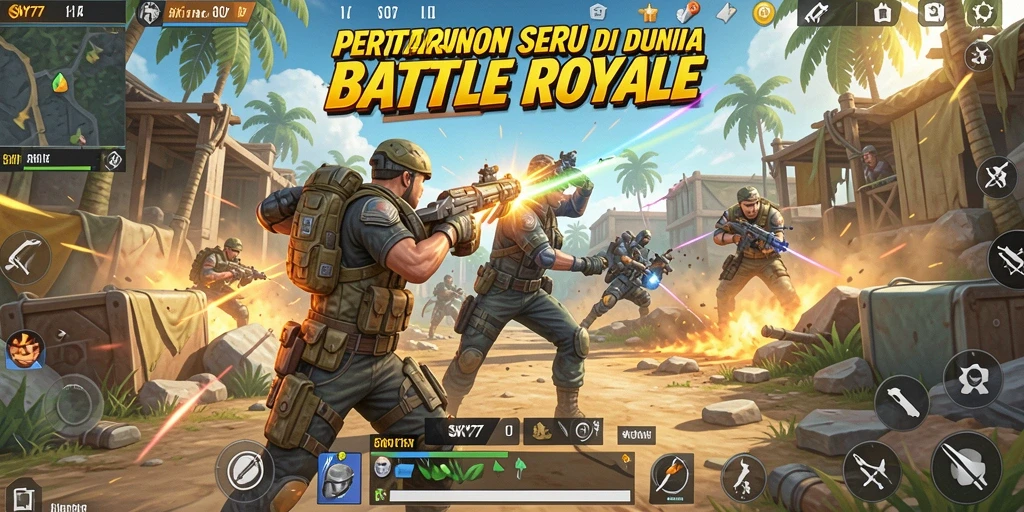 Gameplay SKY77 yang seru dan menegangkan dalam pertarungan Battle Royale.