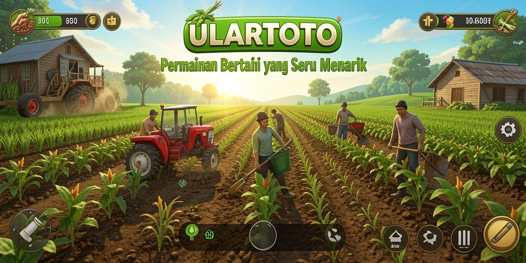 Tampilan gameplay menawan dari ULARTOTO yang penuh aktivitas bertani.