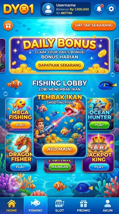 Screenshot aplikasi yang menampilkan berbagai kategori di dyo1.